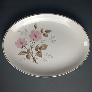 Vintage Mid-Century Oval Collectible Serving Platter Pink Dogwood Tea Garden